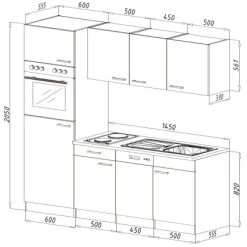 Respekta Küchenzeile 205 Cm Schwarz-Eiche York 15 Respekta Küchenzeile 205 Cm Schwarz-Eiche York -Küchenwerkzeug – los geht’s! 7266216 skizze kb205ey