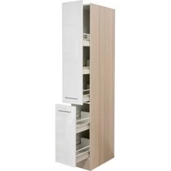 Flex-Well Exclusiv Apotheker-Hochschrank Abaco 30 Cm Perlmutt Glänzend-Akazie