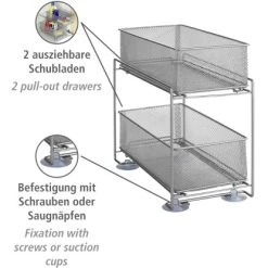 Wenko Schubladenregal 2 Etagen Metall Silber -Küchenwerkzeug – los geht’s! 746248 1068 02