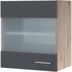 Flex-Well Exclusiv Glas-Oberschrank Morena 50cm Basaltgrau Matt - San Remo Eiche