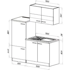 Respekta Miniküche KB160ESS 160 Cm Schwarz-Eiche Sonoma Sägerau Nachbildung -Küchenwerkzeug – los geht’s! 7630296 4384 3
