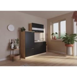 Respekta Miniküche KB160ESS 160 Cm Schwarz-Eiche Sonoma Sägerau Nachbildung -Küchenwerkzeug – los geht’s! 7630296 4384 4