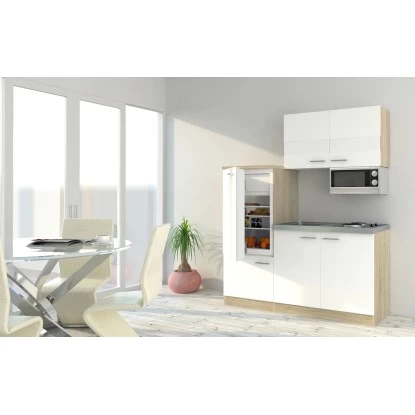 Respekta Miniküche KB160ESWMI 160 Cm Weiß-Eiche Sonoma Nachbildung Mikrowelle 7 Respekta Miniküche KB160ESWMI 160 Cm Weiß-Eiche Sonoma Nachbildung Mikrowelle – Bild 5