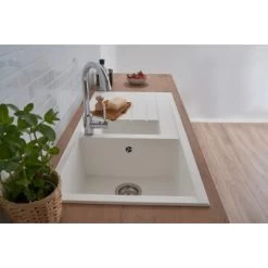 Respekta Einbauspüle Mineralite Houston 100 Cm X 50 Cm Weiß -Küchenwerkzeug – los geht’s! 793 4384 HOUSTON100X50W 12