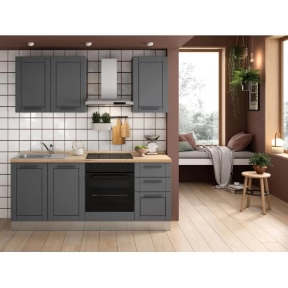 Marinelli Cucine Küchenzeile Liliane 195 Cm Anthrazit-Eiche Hell 6 Marinelli Cucine Küchenzeile Liliane 195 Cm Anthrazit-Eiche Hell – Bild 4