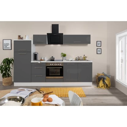 Respekta Premium Küchenzeile 270 Cm Grau Hochglanz-Weiß 5 Respekta Premium Küchenzeile 270 Cm Grau Hochglanz-Weiß – Bild 3