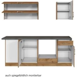 Held Möbel Küchenzeile Sorrento 210 Cm Wotaneiche-Wotaneiche O. E-Geräte Winkel -Küchenwerkzeug – los geht’s! 853388 11016600 3