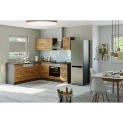 Held Möbel Küchenzeile Sorrento 210 Cm Wotaneiche-Grafit Ohne E-Geräte Winkel