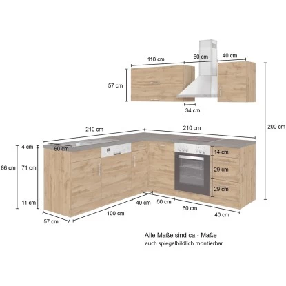 Held Möbel Küchenzeile Sorrento 210 Cm Wotaneiche-Grafit Ohne E-Geräte Winkel 7 Held Möbel Küchenzeile Sorrento 210 Cm Wotaneiche-Grafit Ohne E-Geräte Winkel – Bild 5