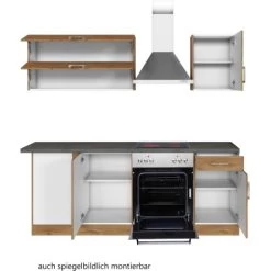 Held Möbel Küchenzeile Sorrento 210 Cm Wotaneiche-Wotaneiche Winkel -Küchenwerkzeug – los geht’s! 853392 11016600 3