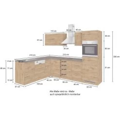 Held Möbel Küchenzeile Sorrento 210/ 270 Cm Wotaneiche Winkel -Küchenwerkzeug – los geht’s! 853419 11016600 5