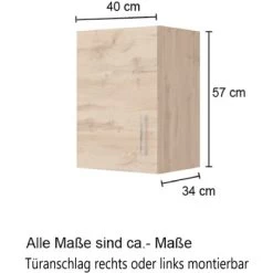 Held Möbel Hängeschrank Sorrento BxHxT 40 Cm X 57 Cm X 34 Cm Wotaneiche-Grafit -Küchenwerkzeug – los geht’s! 853731 11016600 4