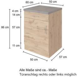 Held Möbel Unterschrank Sorrento 50 X 85 X 60 Cm Tür Schub. + EL-B. Wotan.-Graf. -Küchenwerkzeug – los geht’s! 853764 11016600 4