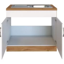 Held Möbel Spülenschrank Sorrento BxHxT 100x85x60 Cm 2 Türen Weiß-Wotaneiche -Küchenwerkzeug – los geht’s! 853804 11016600 3