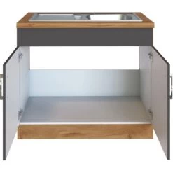 Held Möbel Spülenschrank Sorrento B100 X H85 X T60 Cm 2Türen Anthraz.-Wotaneiche -Küchenwerkzeug – los geht’s! 853807 11016600 3