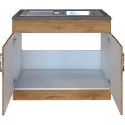 Held Möbel Spülenschrank Sorrento B100 X H85 X T60 Cm 2 Türen Wotaneiche -Küchenwerkzeug – los geht’s! 853819 11016600 3