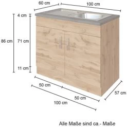 Held Möbel Spülenschrank Sorrento B100 X H85 X T60 Cm 2 Türen Wotaneiche -Küchenwerkzeug – los geht’s! 853819 11016600 4