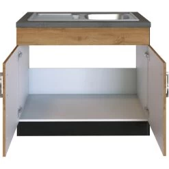 Held Möbel Spülenschrank Sorrento B100 X H85 X T60 Cm 2 Türen Wotaneiche-Grafit -Küchenwerkzeug – los geht’s! 853821 11016600 3