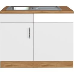 Held Möbel Spülzentrum Sorrento 110 X 85 X 60 Cm Tür Blende Sockel Weiß-W.eiche