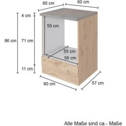 Held Möbel Herdumbau Sorrento B60 X H85 X T60 Cm Nische F. Ofen Weiß-Wotaneiche -Küchenwerkzeug – los geht’s! 853833 11016600 3