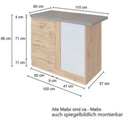 Held Möbel Eckunterschrank Sorrento 110 X 85 X 60 Cm Tür + EL-B. Wotan.-Grafit -Küchenwerkzeug – los geht’s! 853846 11016600 4