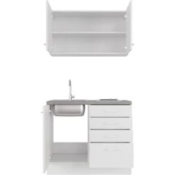 Flex-Well Classic Miniküche Lucca 100 Cm Weiß Matt - Caledonia -Küchenwerkzeug – los geht’s! 8 4051 LuccaG100501000open