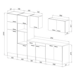 Respekta Küchenzeile KB330EYGMIGKE 330 Cm Grau Seidengl.-Eiche York Nachbildung -Küchenwerkzeug – los geht’s! 9101 skizze kb330ey mi gke