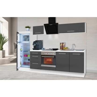 Respekta Premium Küchenzeile 270 Cm Grau Hochglanz-Weiß 11 Respekta Premium Küchenzeile 270 Cm Grau Hochglanz-Weiß – Bild 9