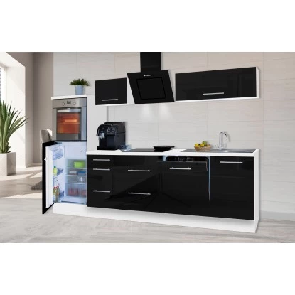 Respekta Premium Küchenzeile 280 Cm Hochbau Schwarz Hochglanz-Weiß 6 Respekta Premium Küchenzeile 280 Cm Hochbau Schwarz Hochglanz-Weiß – Bild 4