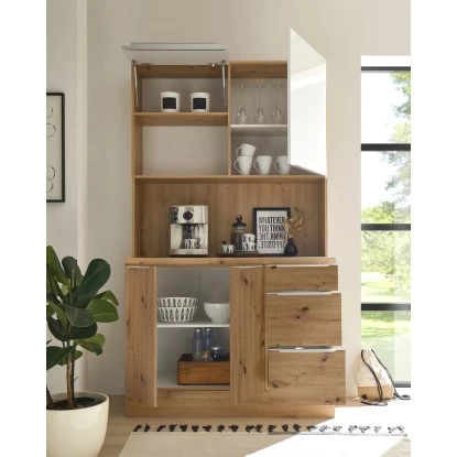 Respekta Buffet Zu Küchenzeile Marleen Artisan-Eiche Weiß Hochglanz 4 Respekta Buffet Zu Küchenzeile Marleen Artisan-Eiche Weiß Hochglanz – Bild 2