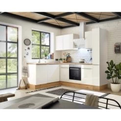 Respekta Küchenzeile Marleen 250 Cm Artisan-Eiche Weiß Winkel