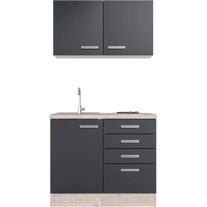 Flex-Well Exclusiv Miniküche Lara 100 Cm Anthrazit - San Remo Eiche 7 Flex-Well Exclusiv Miniküche Lara 100 Cm Anthrazit - San Remo Eiche – Bild 5