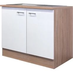Flex-Well Classic Spülenunterschrank Florida 100 Cm Weiß-Sonoma Eiche