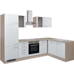 Flex-Well Exclusiv Winkelküche Abaco 280 Cm Perlmutt Glänzend-Akazie Nachbildung -Küchenwerkzeug – los geht’s! 999 2802 014 abaco frei 1