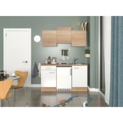 Flex-Well Classic Singleküche Florida 150 Cm Weiß - Sonoma Eiche -Küchenwerkzeug – los geht’s! G1501001000SamoafrontalZug