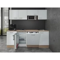 Flex-Well Exclusiv Büroküche Valero 210 Cm Hochglanz Weiß-Sonoma Eiche