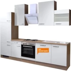 Flex-Well Exclusiv Küchenzeile Valero 280 Cm Hochglanz Weiß-Sonoma Eiche -Küchenwerkzeug – los geht’s! G2802302061GSPValerofrei 2