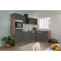 Respekta Winkelküche 280 Cm Grau-Seidenglanz Eiche-York