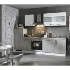 Menke Küchenzeile Mara 280 Cm Betonoptik-Weiß Hochglanz