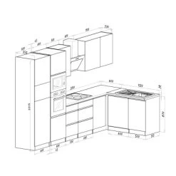 Respekta Premium Winkelküche Grifflos 345 Cm Grau Hochglanz-Weiß -Küchenwerkzeug – los geht’s! eichnung GLRPL345HWGGKE 08