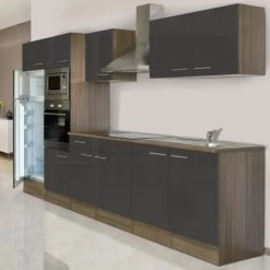 Respekta Küchenzeile KB330EYGMIGKE 330 Cm Grau Seidengl.-Eiche York Nachbildung -Küchenwerkzeug – los geht’s! eile KB330EYGMIGKE 330cm 1