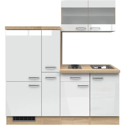 Flex-Well Exclusiv Küchenzeile Valero 190 Cm Hochglanz Weiß-Sonoma Eiche 3 Flex-Well Exclusiv Küchenzeile Valero 190 Cm Hochglanz Weiß-Sonoma Eiche