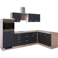 Flex-Well Exclusiv Winkelküche Lara 280 X 170 Cm Anthrazit Matt-San Remo Eiche -Küchenwerkzeug – los geht’s! g 999 2813 015 frei milano