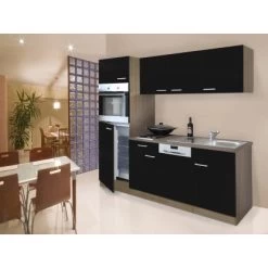 Respekta Küchenzeile 205 Cm Schwarz-Eiche York