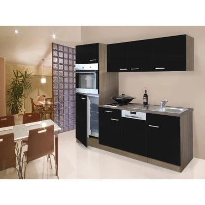 Respekta Küchenzeile 205 Cm Schwarz-Eiche York 3 Respekta Küchenzeile 205 Cm Schwarz-Eiche York