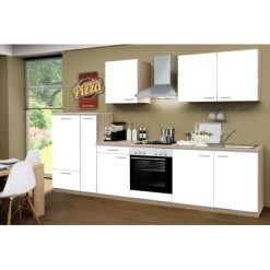 Menke Küchenzeile Classic 300 Cm Weiß Melamin-Sonoma Eiche Nachbildung -Küchenwerkzeug – los geht’s! nzeile Classic 300 Weiss 2