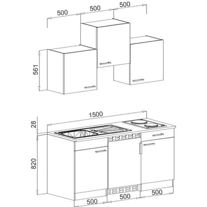 Respekta Küchenzeile KB150BG 150 Cm Grau-Buche Nachbildung 5 Respekta Küchenzeile KB150BG 150 Cm Grau-Buche Nachbildung – Bild 3
