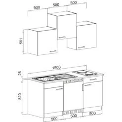 Respekta Küchenzeile KB150WS 150 Cm Schwarz-Weiß -Küchenwerkzeug – los geht’s! obi 207