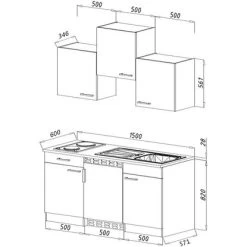 Respekta Küchenzeile KB150ESSMIC 150 Cm Schwarz-Eiche Sägeräu Nachbildung -Küchenwerkzeug – los geht’s! obi 212